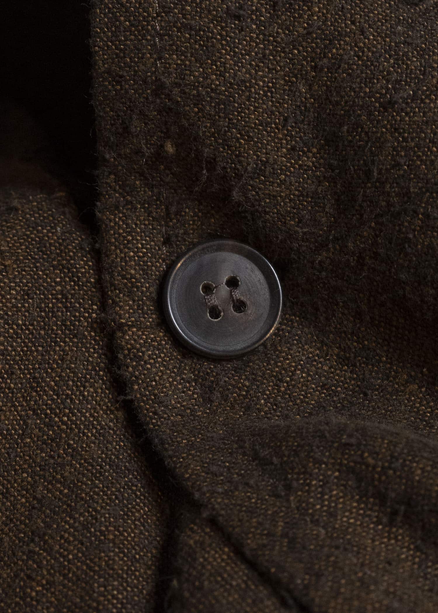 JAN-JAN VAN ESSCHE SHIRT#116 LONG SHIRT WITH DOUBLE CLOSURE AND PATCH POCKETS Hemp Se Nappy Cloth | Ochre