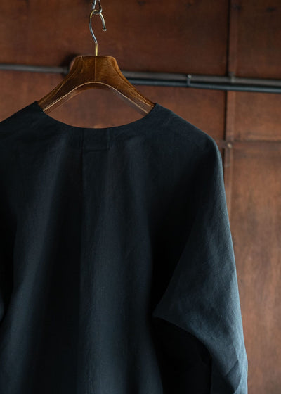 JAN-JAN VAN ESSCHE JAN-JAN VAN ESSCHE JAN-JAN VAN ESSCHE JAN-JAN VAN ESSCHE SHIRT#99 LOOSE FIT SHIRT WITH DEEP V-NECK WASHI SHIRTING BLACK