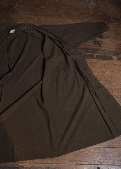 JAN-JAN VAN ESSCHE SHIRT#116 LONG SHIRT WITH DOUBLE CLOSURE AND PATCH POCKETS Hemp Se Nappy Cloth | Ochre