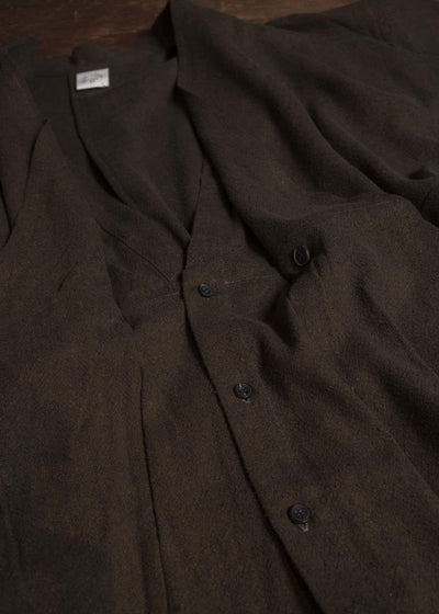 JAN-JAN VAN ESSCHE SHIRT#116 LONG SHIRT WITH DOUBLE CLOSURE AND PATCH POCKETS Hemp Se Nappy Cloth | Ochre