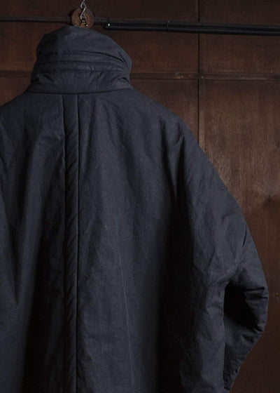 JAN-JAN VAN ESSCHE COAT#36 PADDED COAT WITH STANDING COLLAR, FULLY LINED Time Washed Canvas | Padded Deep Black