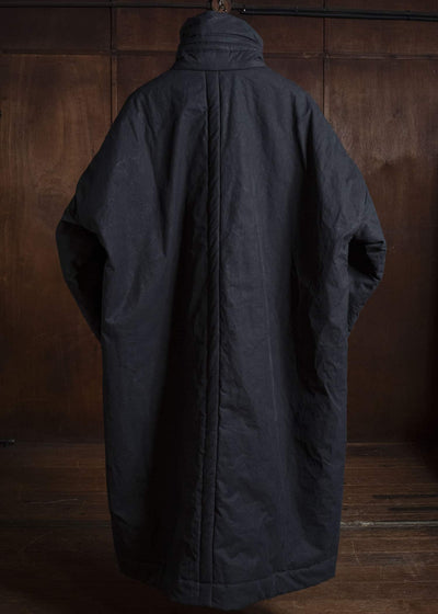 JAN-JAN VAN ESSCHE COAT#36 PADDED COAT WITH STANDING COLLAR, FULLY LINED Time Washed Canvas | Padded Deep Black