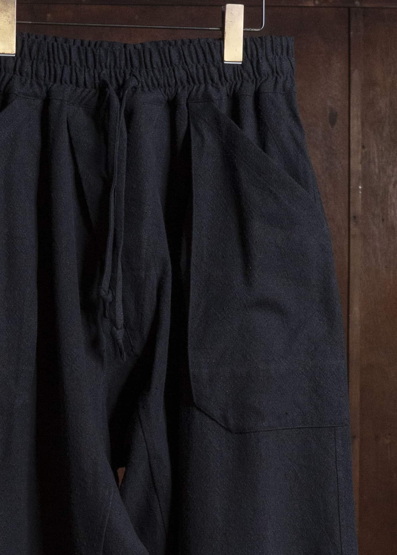 JAN-JAN VAN ESSCHE TROUSERS#94 TROUSERS WITH ELASTIC WAIST, PATCH POCKETS Hemp Se Nappy Cloth | Black