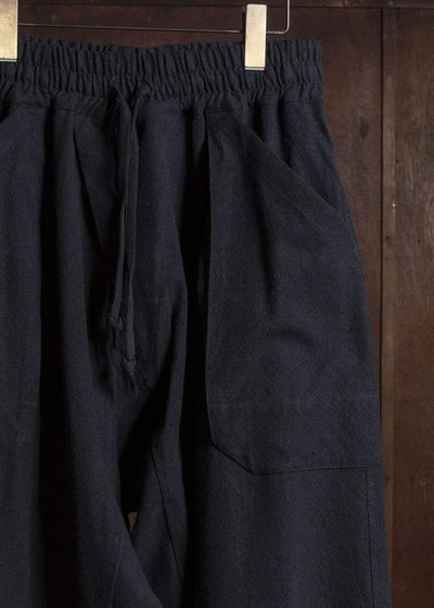 JAN-JAN VAN ESSCHE TROUSERS#94 TROUSERS WITH ELASTIC WAIST, PATCH POCKETS Hemp Se Nappy Cloth | Black