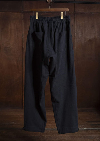 JAN-JAN VAN ESSCHE TROUSERS#94 TROUSERS WITH ELASTIC WAIST, PATCH POCKETS Hemp Se Nappy Cloth | Black