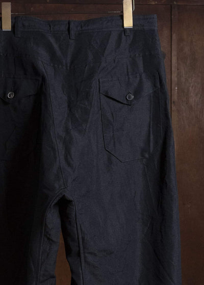 JAN-JAN VAN ESSCHE TROUSERS#93 DOUBLE PLEATED TROUSERS WITH BUTTONSYSTEM AT HEM Linen Wool Twill | Black