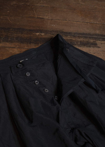 JAN-JAN VAN ESSCHE TROUSERS#93 DOUBLE PLEATED TROUSERS WITH BUTTONSYSTEM AT HEM Linen Wool Twill | Black