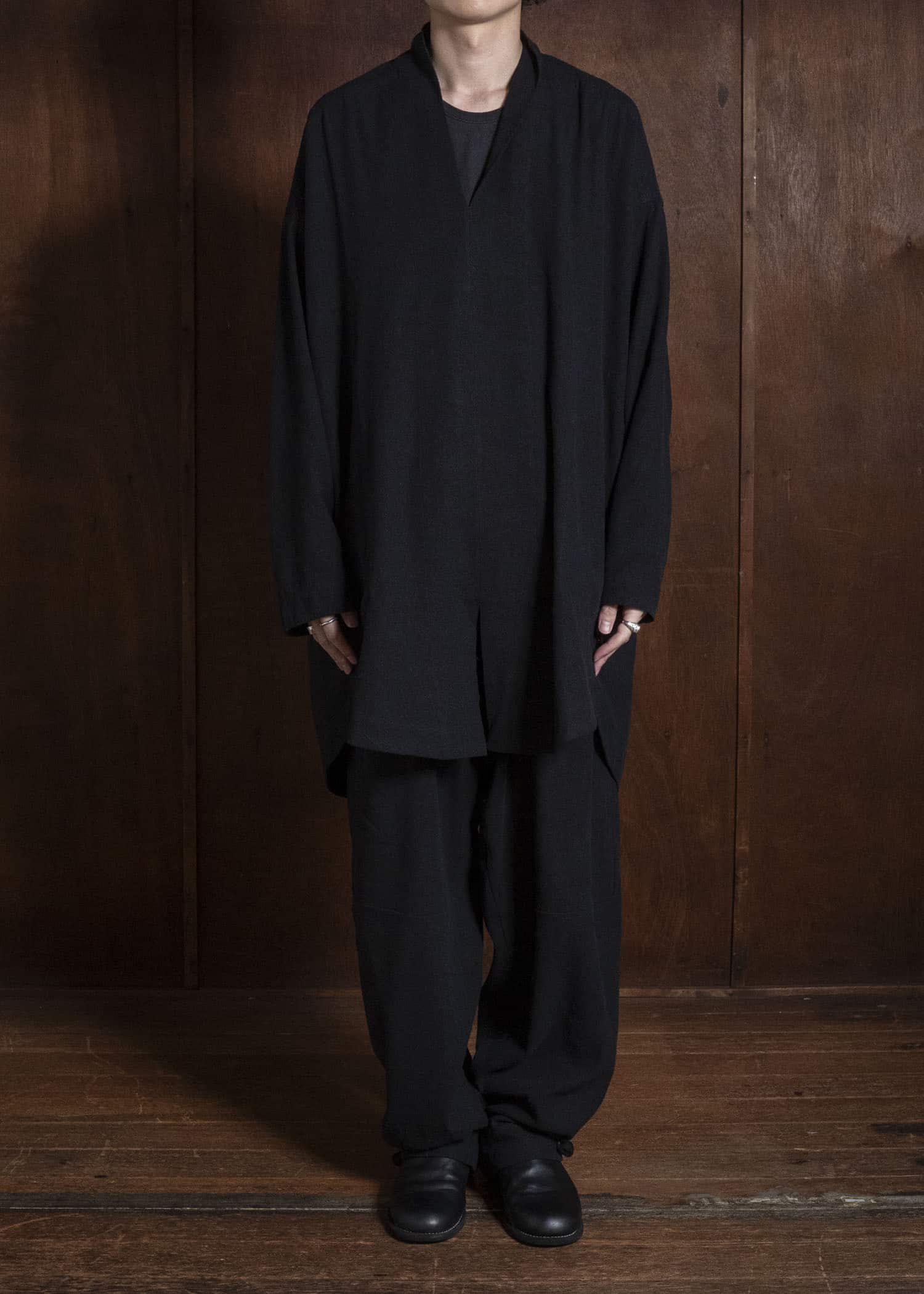 JAN-JAN VAN ESSCHE TROUSERS#94 TROUSERS WITH ELASTIC WAIST, PATCH POCKETS Hemp Se Nappy Cloth | Black