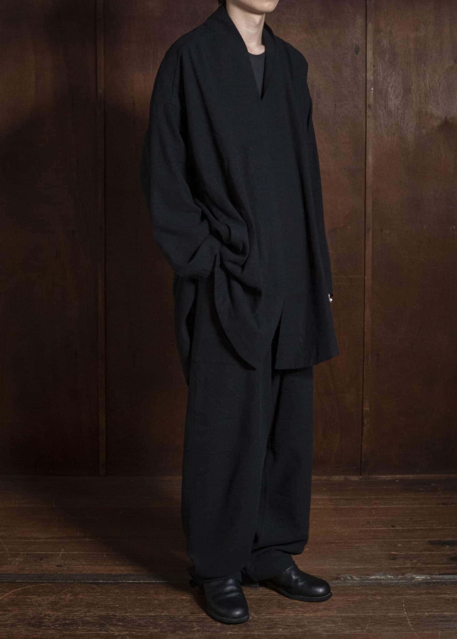 JAN-JAN VAN ESSCHE TROUSERS#94 TROUSERS WITH ELASTIC WAIST, PATCH POCKETS Hemp Se Nappy Cloth | Black