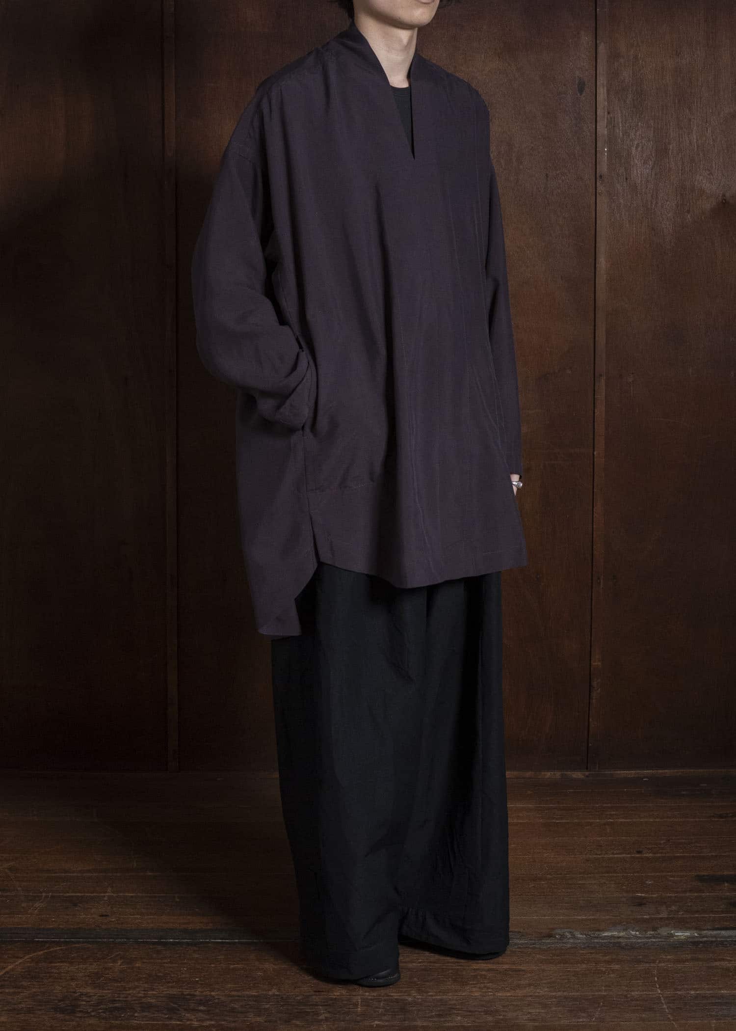 JAN-JAN VAN ESSCHE TROUSERS#93 DOUBLE PLEATED TROUSERS WITH BUTTONSYSTEM AT HEM Linen Wool Twill | Black