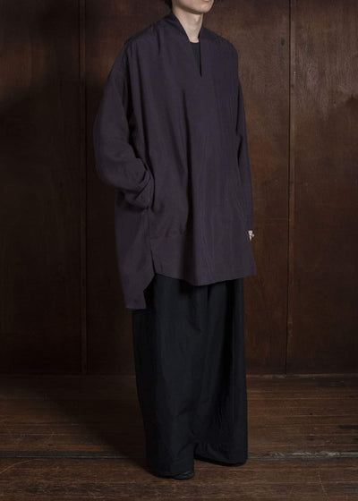 JAN-JAN VAN ESSCHE TROUSERS#93 DOUBLE PLEATED TROUSERS WITH BUTTONSYSTEM AT HEM Linen Wool Twill | Black