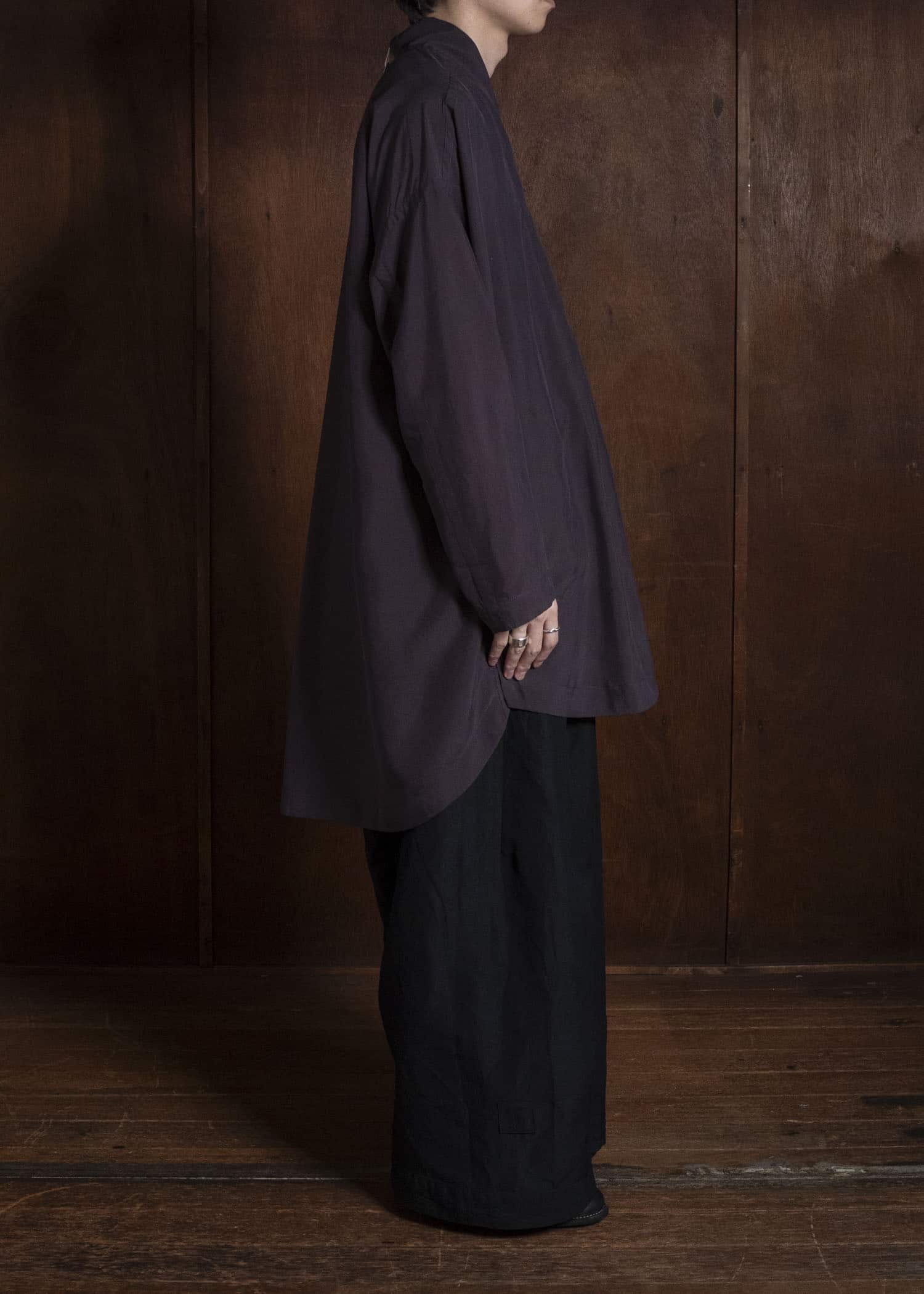 JAN-JAN VAN ESSCHE TROUSERS#93 DOUBLE PLEATED TROUSERS WITH BUTTONSYSTEM AT HEM Linen Wool Twill | Black