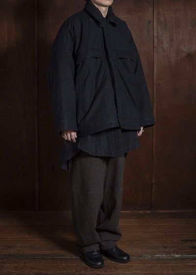 JAN-JAN VAN ESSCHE JACKET#67 PADDED JACKET WITH BLIND PLACKET, FULLY LINED Time Washed Canvas | Padded Deep Black