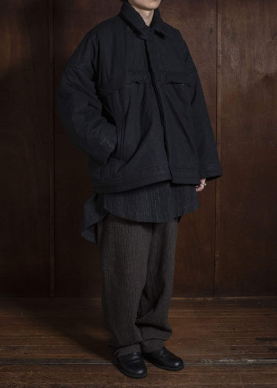 JAN-JAN VAN ESSCHE JACKET#67 PADDED JACKET WITH BLIND PLACKET, FULLY LINED Time Washed Canvas | Padded Deep Black