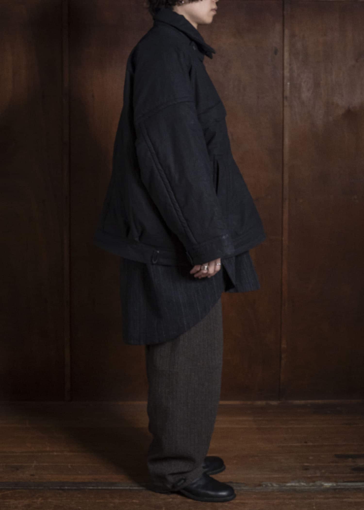 JAN-JAN VAN ESSCHE JACKET#67 PADDED JACKET WITH BLIND PLACKET, FULLY LINED Time Washed Canvas | Padded Deep Black