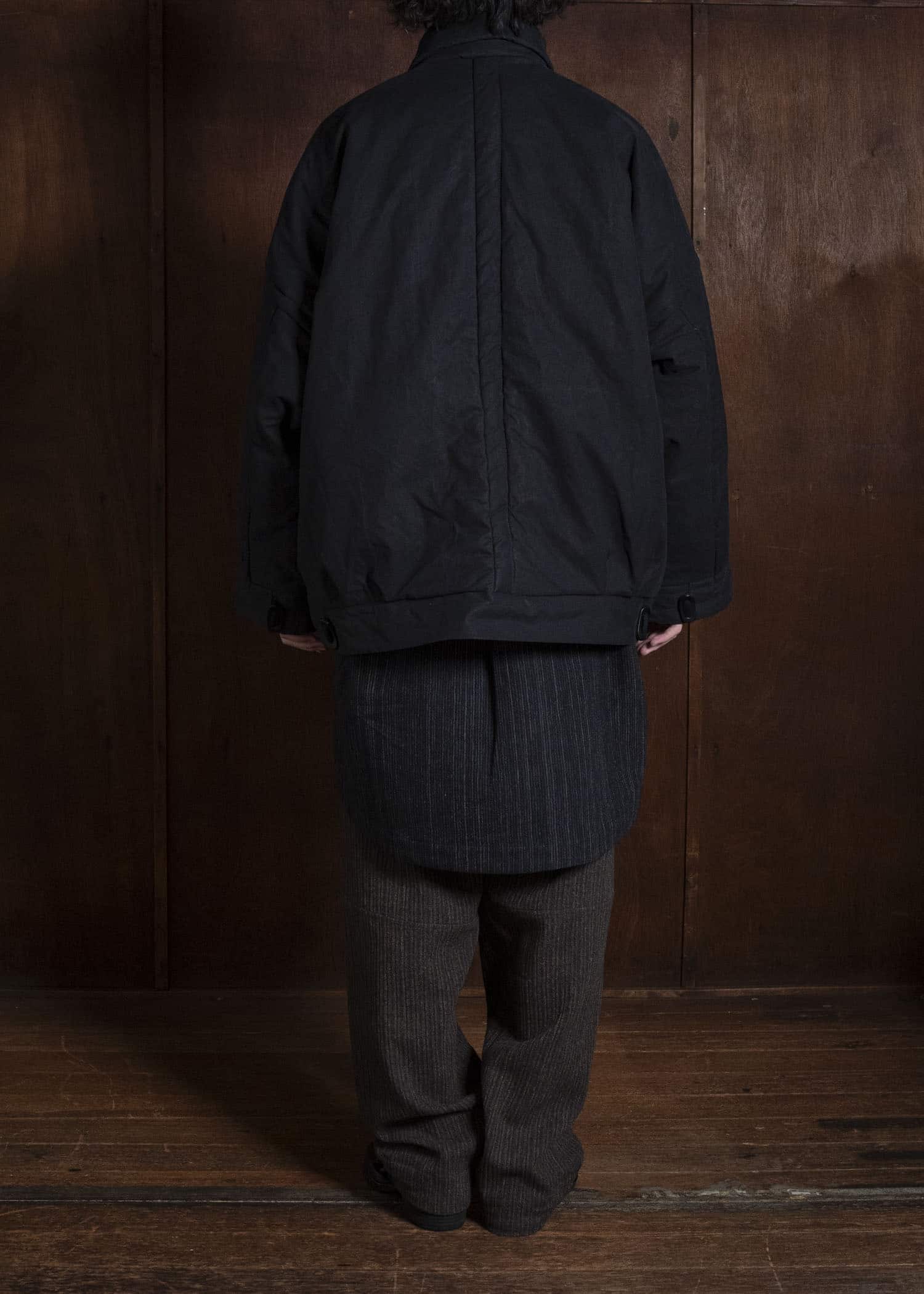 JAN-JAN VAN ESSCHE JACKET#67 PADDED JACKET WITH BLIND PLACKET, FULLY LINED Time Washed Canvas | Padded Deep Black