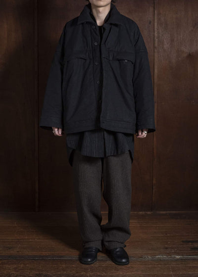 JAN-JAN VAN ESSCHE JACKET#67 PADDED JACKET WITH BLIND PLACKET, FULLY LINED Time Washed Canvas | Padded Deep Black