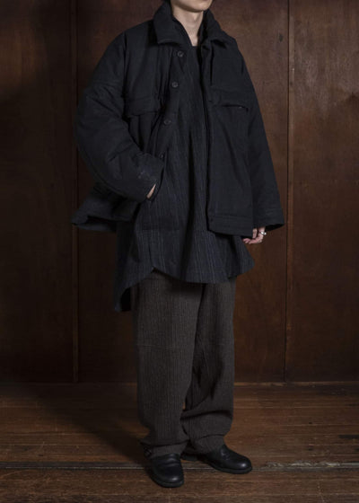 JAN-JAN VAN ESSCHE JACKET#67 PADDED JACKET WITH BLIND PLACKET, FULLY LINED Time Washed Canvas | Padded Deep Black