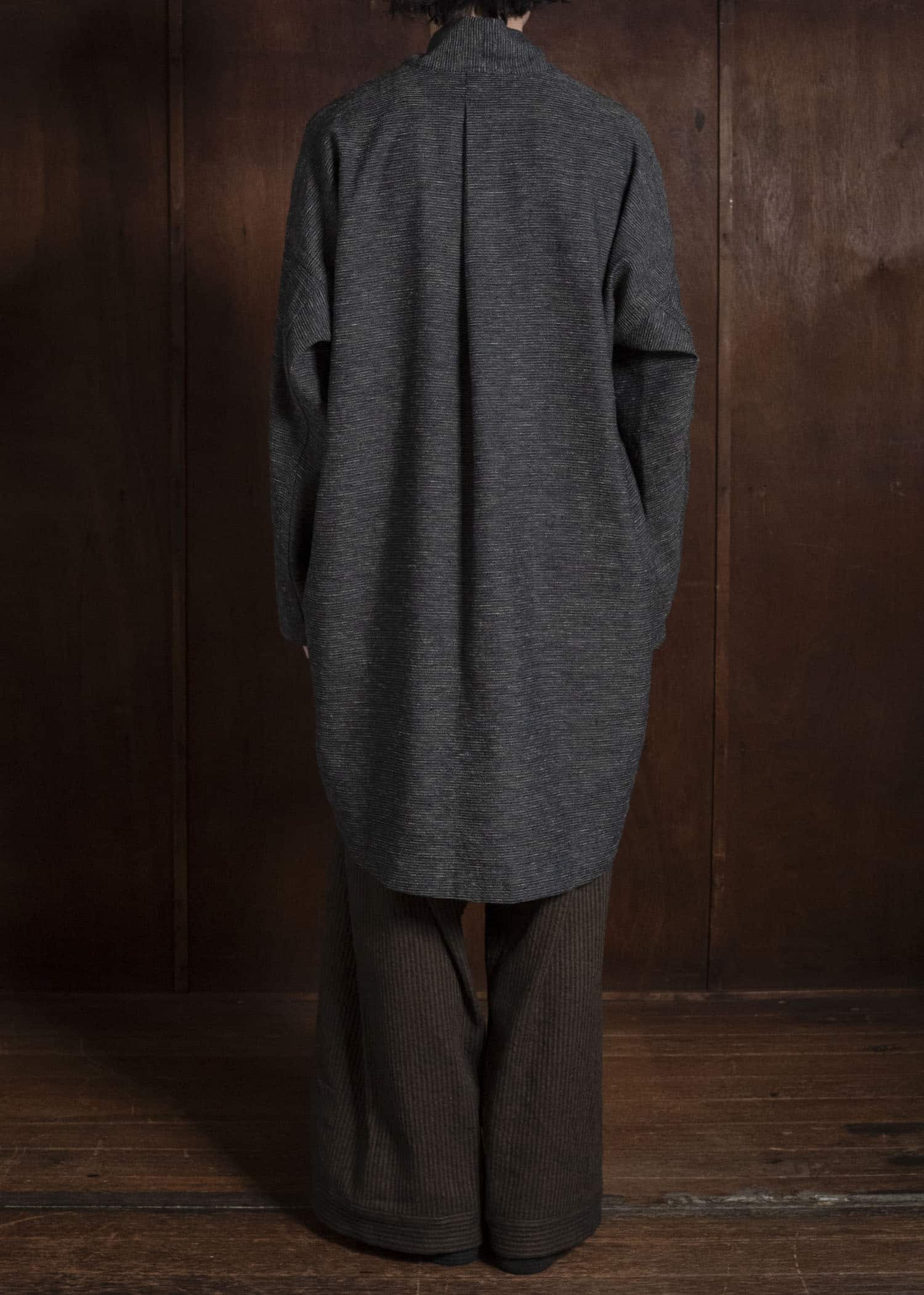 JAN-JAN VAN ESSCHE TROUSERS#93 DOUBLE PLEATED TROUSERS WITH BUTTONSYSTEM AT HEM Hemp Co Reed Twill | Khaki Striped