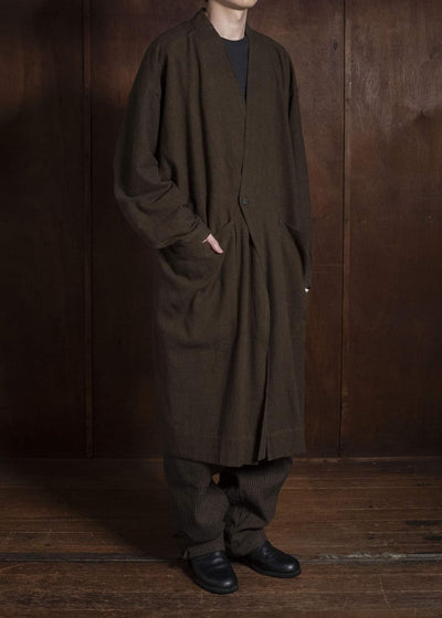 JAN-JAN VAN ESSCHE TROUSERS#94 TROUSERS WITH ELASTIC WAIST, PATCH POCKETS Hemp Co Reed Twill | Khaki Striped