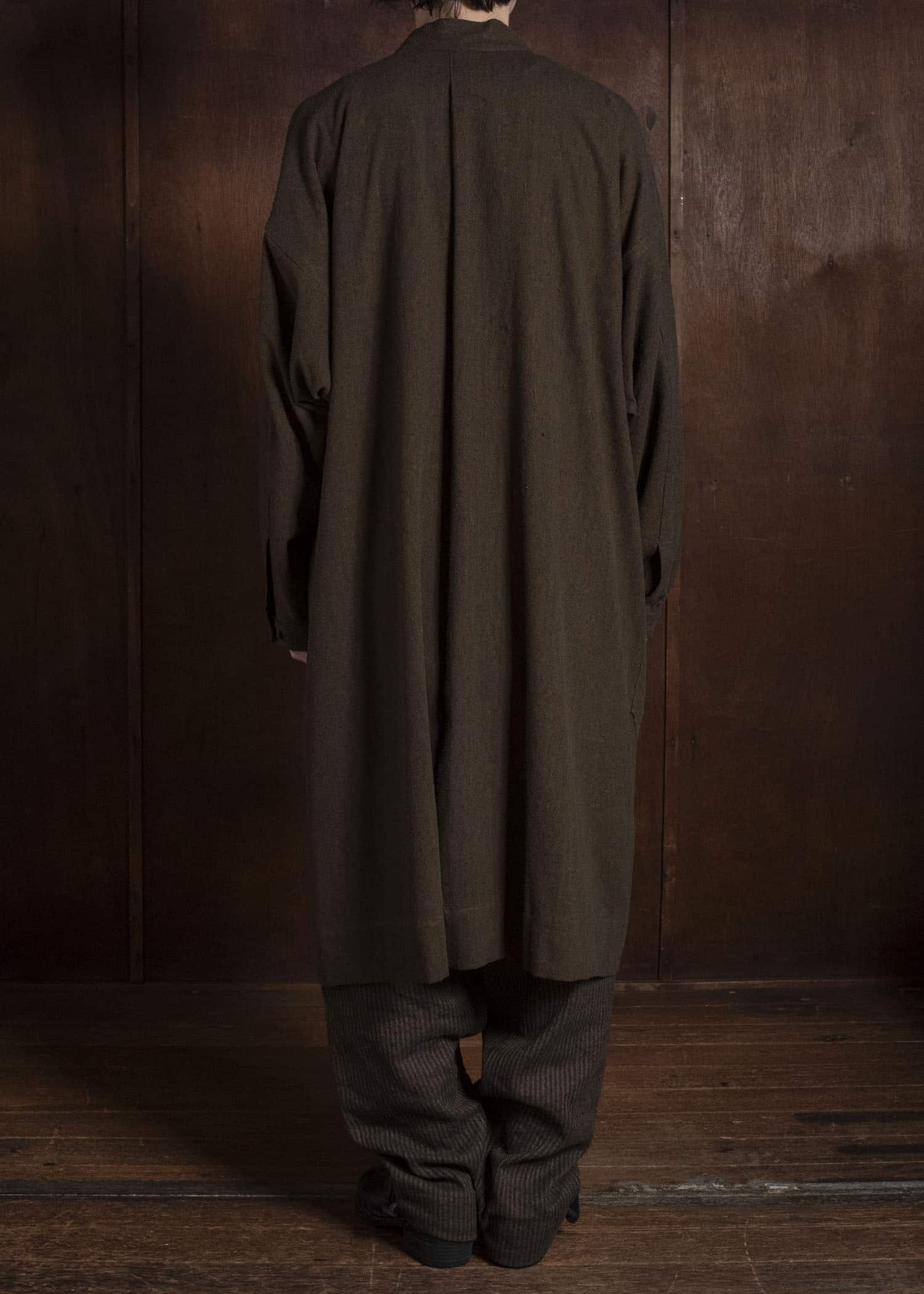 JAN-JAN VAN ESSCHE TROUSERS#94 TROUSERS WITH ELASTIC WAIST, PATCH POCKETS Hemp Co Reed Twill | Khaki Striped