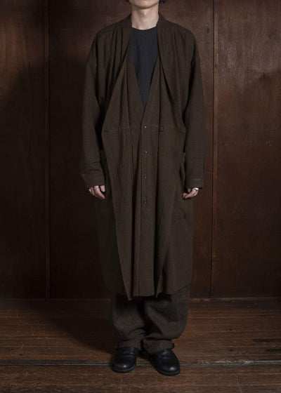 JAN-JAN VAN ESSCHE TROUSERS#94 TROUSERS WITH ELASTIC WAIST, PATCH POCKETS Hemp Co Reed Twill | Khaki Striped