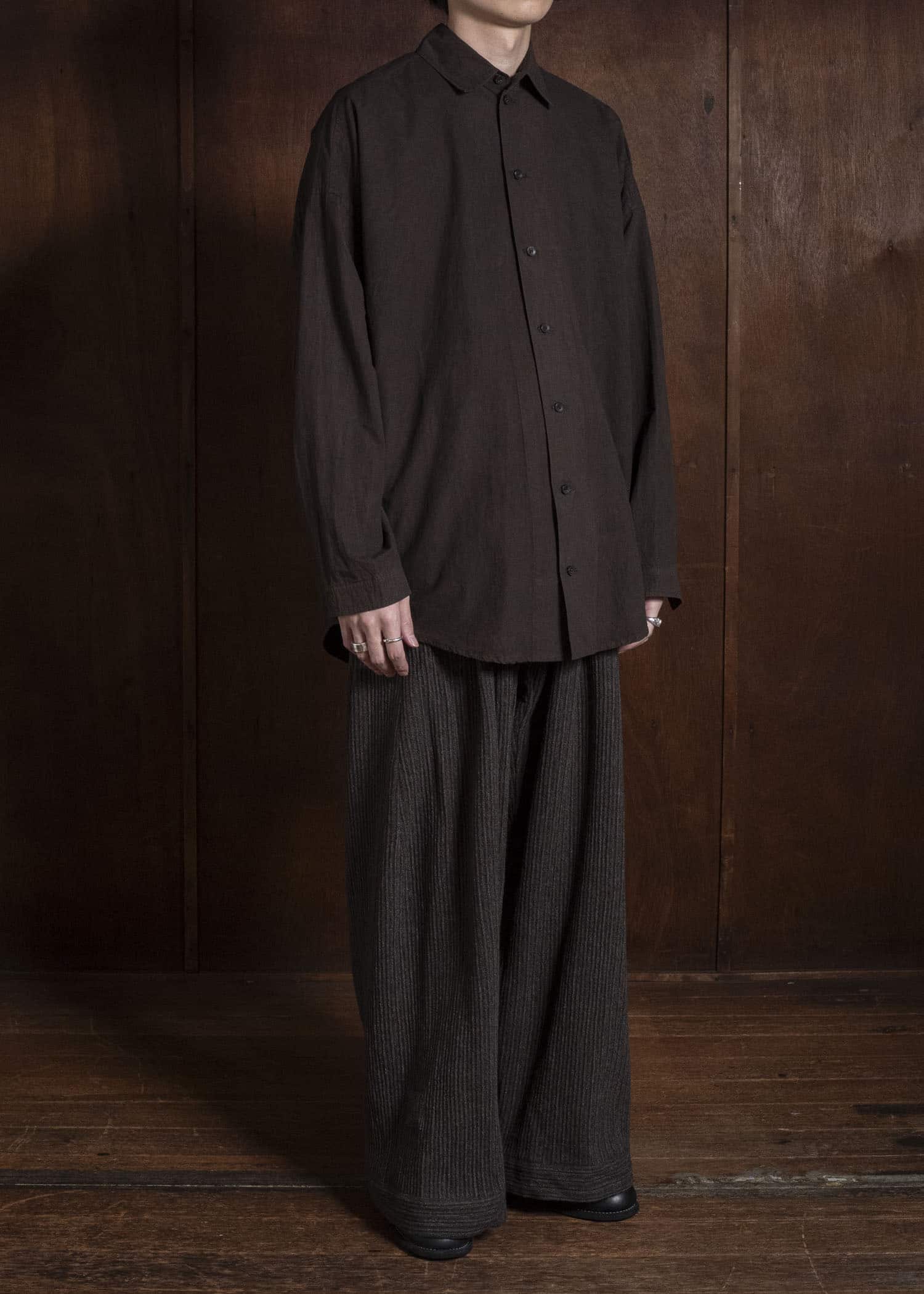 JAN-JAN VAN ESSCHE TROUSERS#93 DOUBLE PLEATED TROUSERS WITH BUTTONSYSTEM AT HEM Yak Linen Cotton | Brown Striped