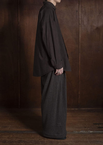 JAN-JAN VAN ESSCHE TROUSERS#93 DOUBLE PLEATED TROUSERS WITH BUTTONSYSTEM AT HEM Yak Linen Cotton | Brown Striped