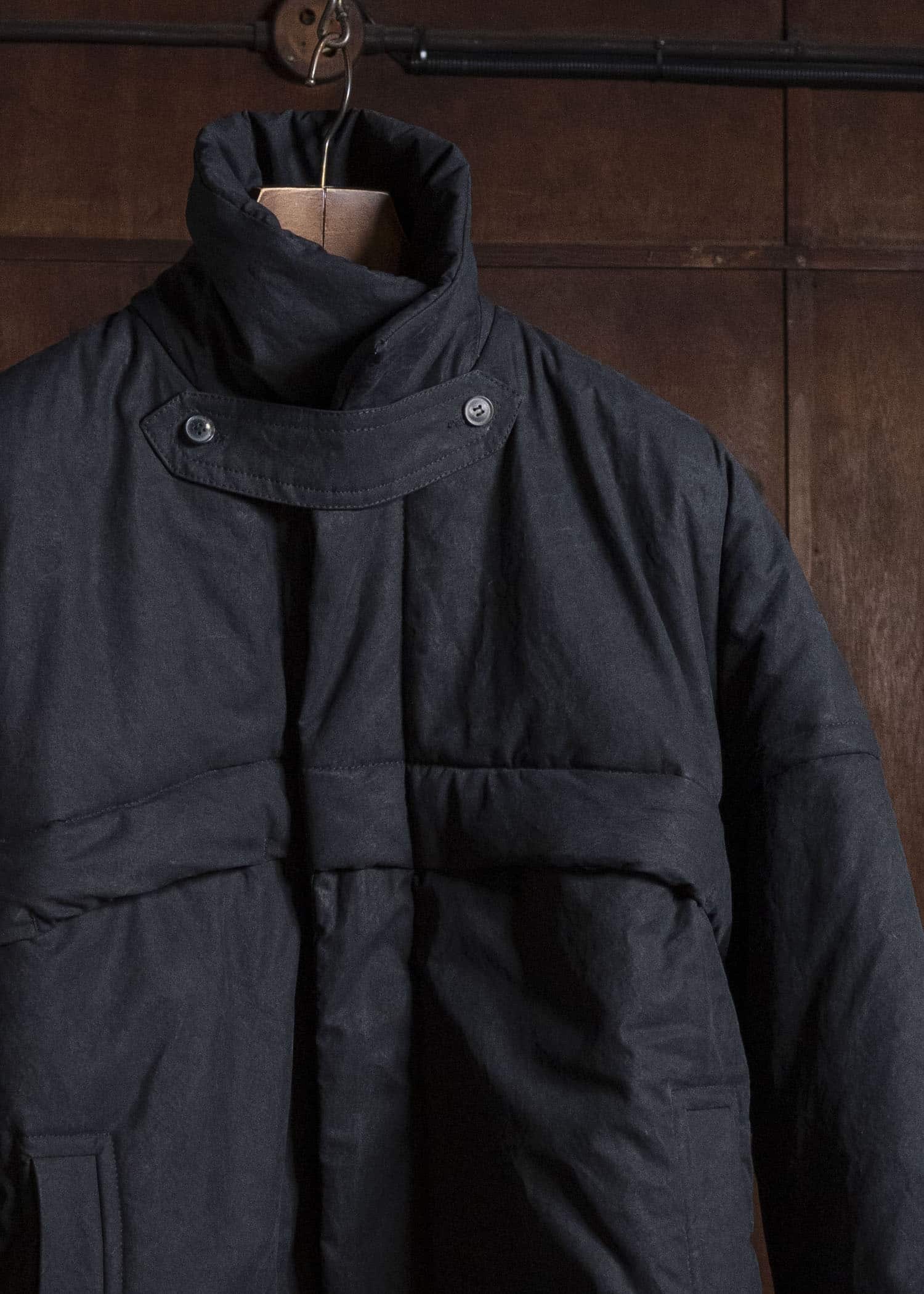 JAN-JAN VAN ESSCHE JACKET#67 PADDED JACKET WITH BLIND PLACKET, FULLY LINED Time Washed Canvas | Padded Deep Black