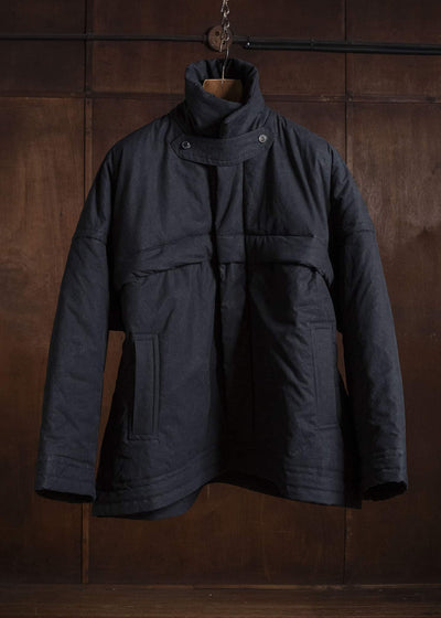 JAN-JAN VAN ESSCHE JACKET#67 PADDED JACKET WITH BLIND PLACKET, FULLY LINED Time Washed Canvas | Padded Deep Black