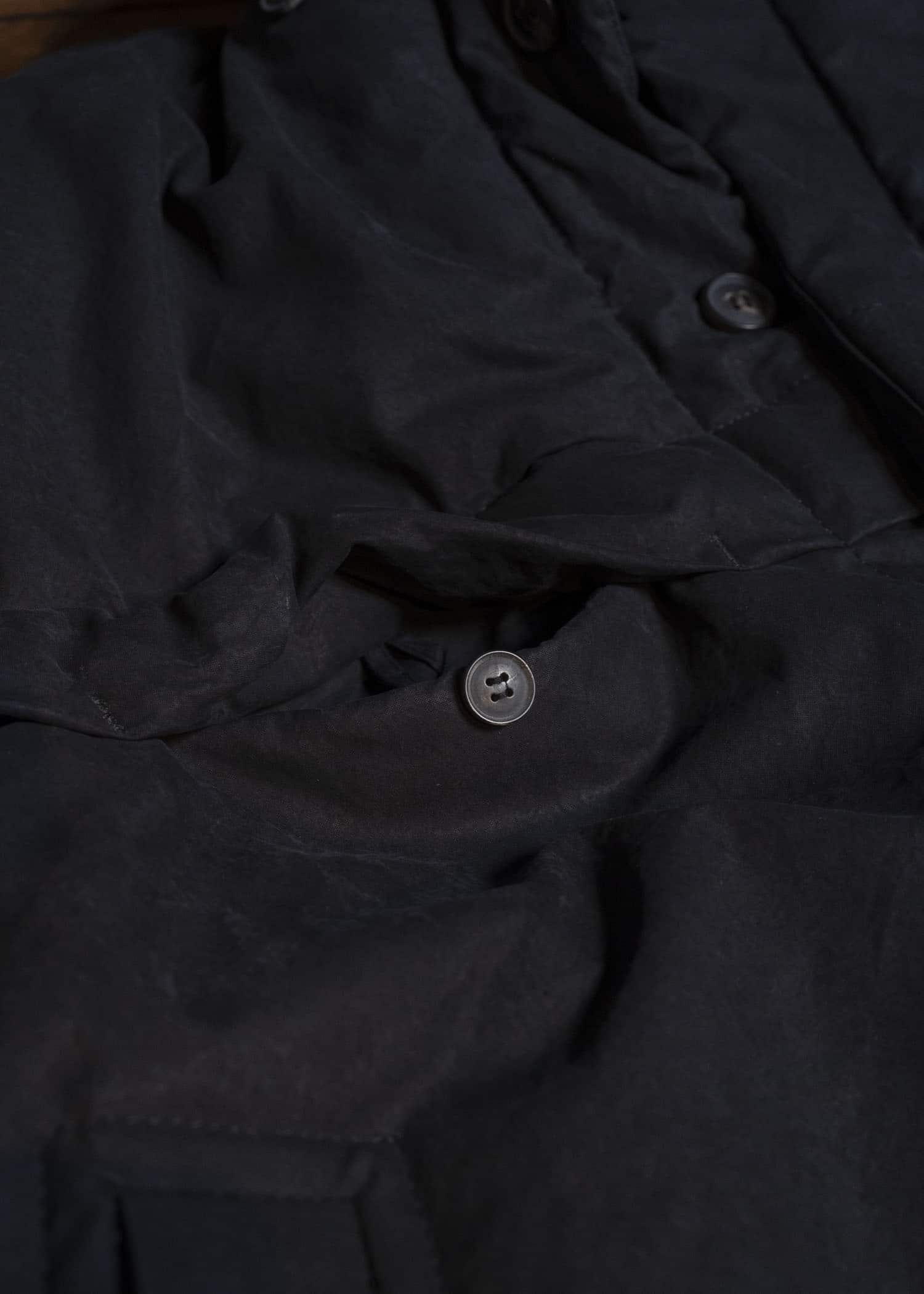 JAN-JAN VAN ESSCHE JACKET#67 PADDED JACKET WITH BLIND PLACKET, FULLY LINED Time Washed Canvas | Padded Deep Black