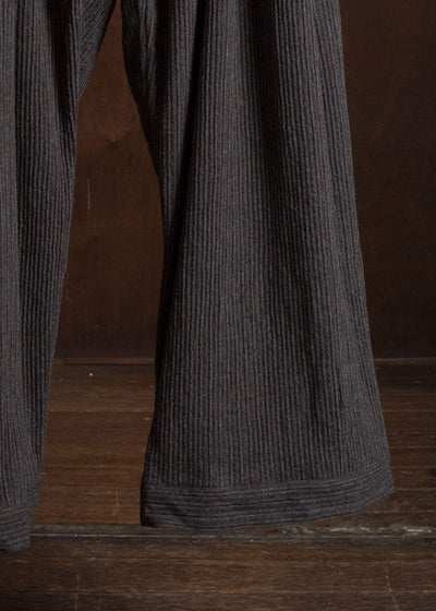 JAN-JAN VAN ESSCHE TROUSERS#93 DOUBLE PLEATED TROUSERS WITH BUTTONSYSTEM AT HEM Yak Linen Cotton | Brown Striped