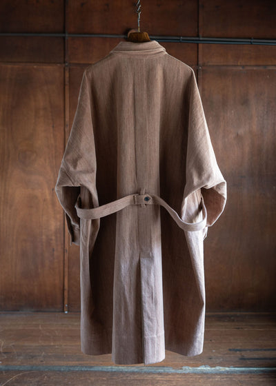 JAN-JAN VAN ESSCHE COAT#29 LONG, LOOSE FIT COAT COTTON DENIM KAKISHIBU