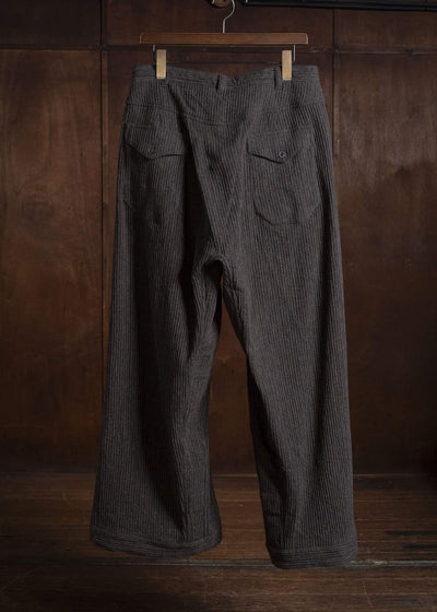 JAN-JAN VAN ESSCHE TROUSERS#93 DOUBLE PLEATED TROUSERS WITH BUTTONSYSTEM AT HEM Yak Linen Cotton | Brown Striped