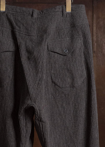 JAN-JAN VAN ESSCHE TROUSERS#93 DOUBLE PLEATED TROUSERS WITH BUTTONSYSTEM AT HEM Yak Linen Cotton | Brown Striped