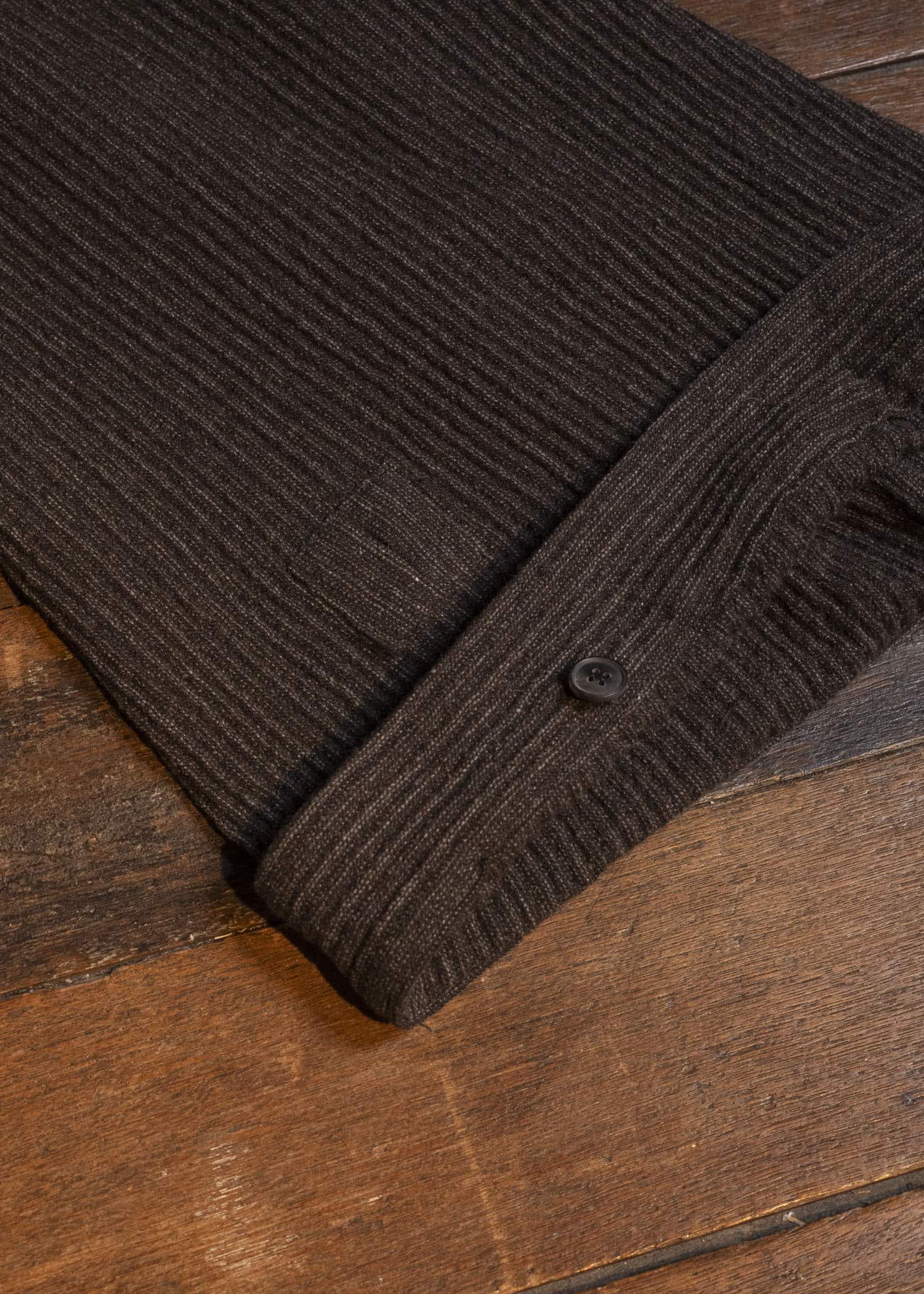 JAN-JAN VAN ESSCHE TROUSERS#93 DOUBLE PLEATED TROUSERS WITH BUTTONSYSTEM AT HEM Yak Linen Cotton | Brown Striped