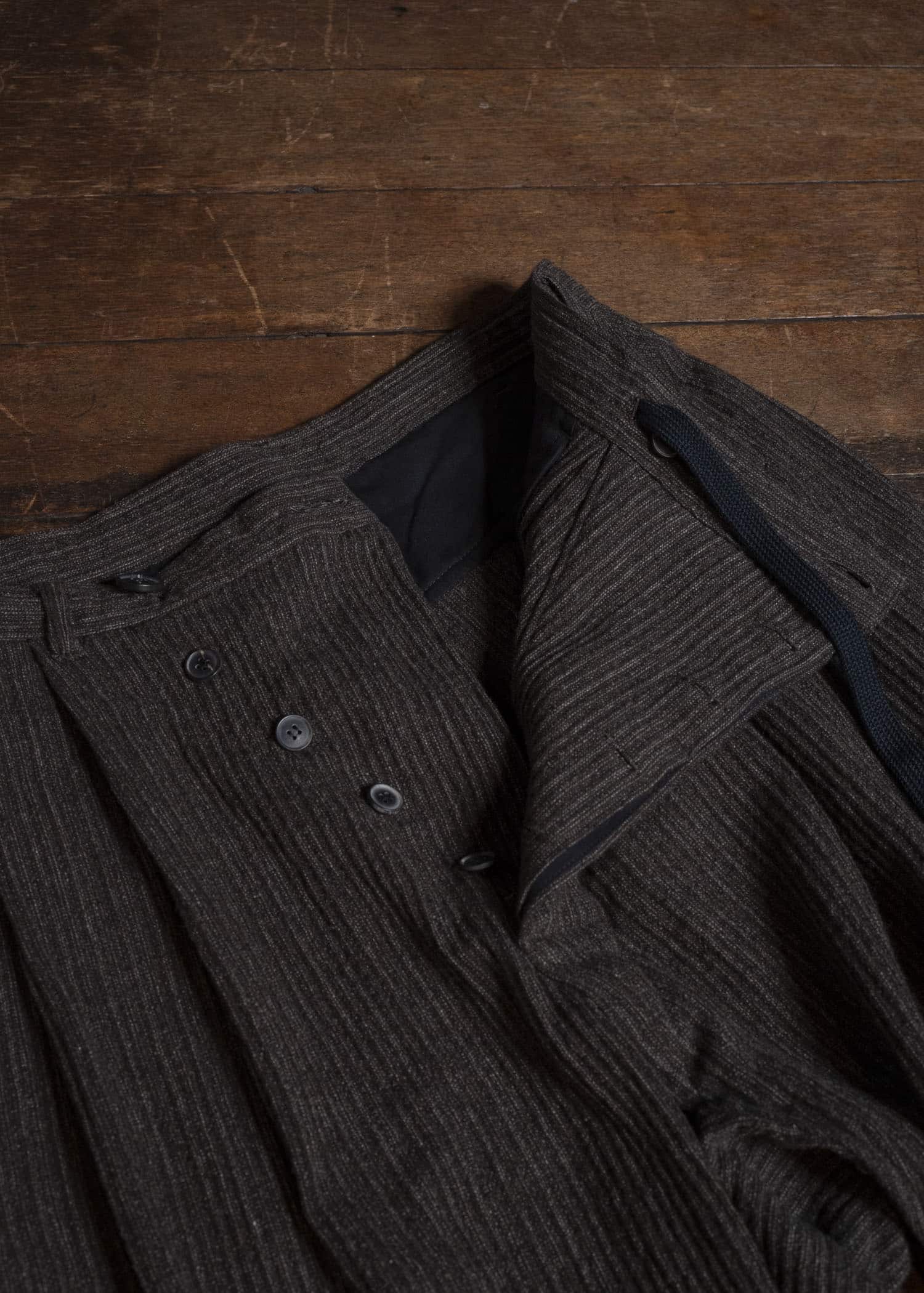 JAN-JAN VAN ESSCHE TROUSERS#93 DOUBLE PLEATED TROUSERS WITH BUTTONSYSTEM AT HEM Yak Linen Cotton | Brown Striped