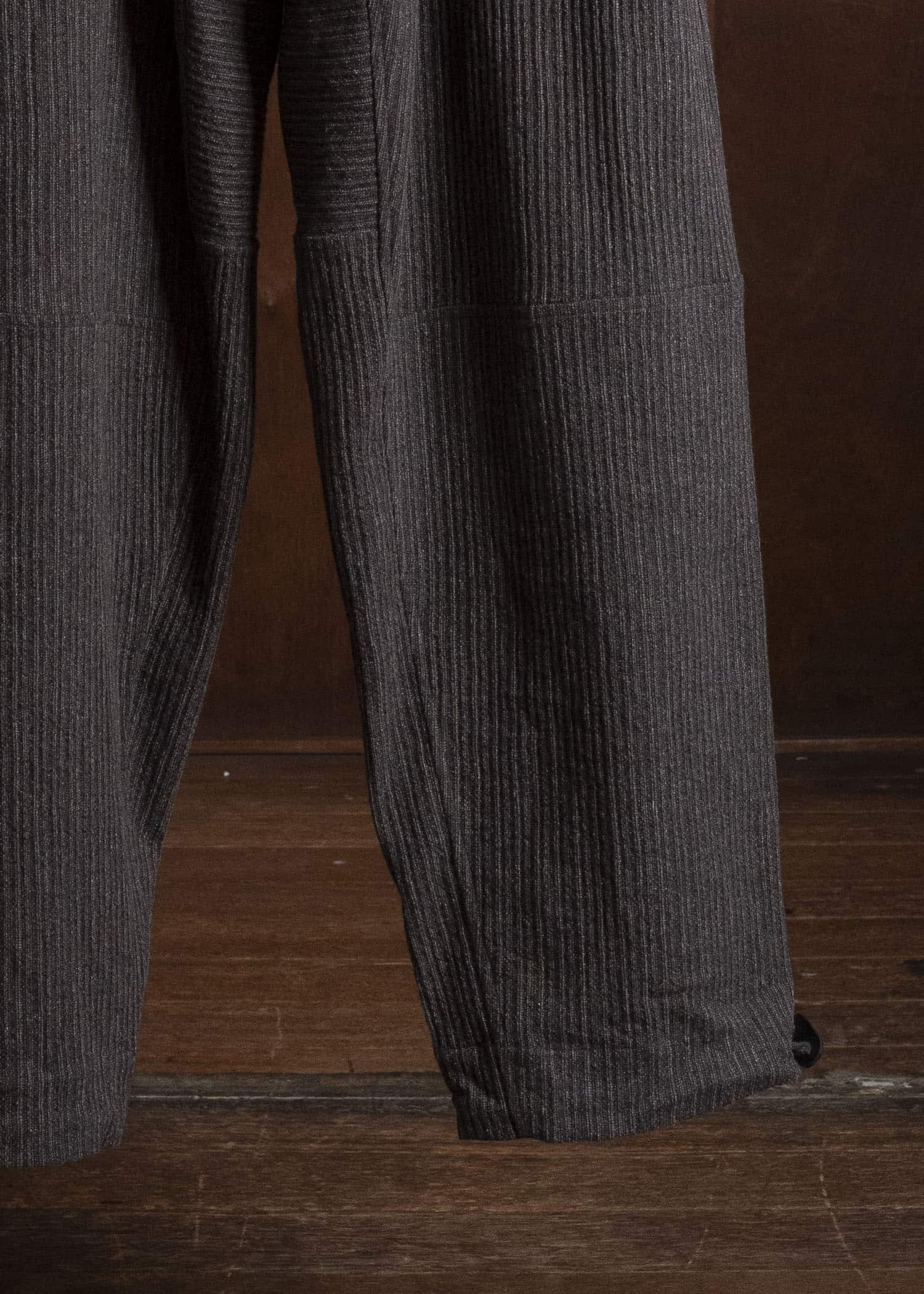 JAN-JAN VAN ESSCHE TROUSERS#94 TROUSERS WITH ELASTIC WAIST, PATCH POCKETS Yak Wo Linen Cotton | Brown Striped