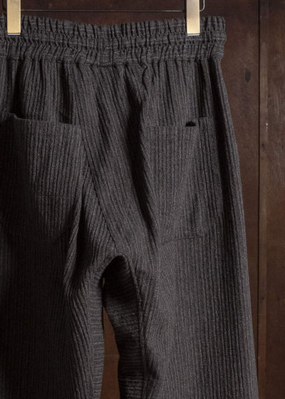 JAN-JAN VAN ESSCHE TROUSERS#94 TROUSERS WITH ELASTIC WAIST, PATCH POCKETS Yak Wo Linen Cotton | Brown Striped