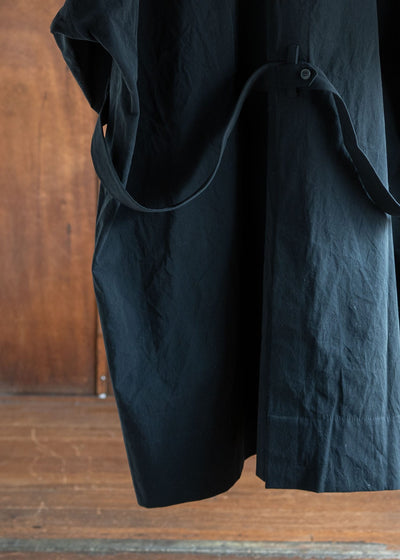 JAN-JAN VAN ESSCHE COAT#29LONG, LOOSE FIT COAT COARSE DENSE TWILL BLACK