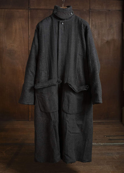 Gathering Textiles Farmer Coat Handwoven , Handfelted Yak And Sheep , Wool , Black Brown FAC01-WL-BB