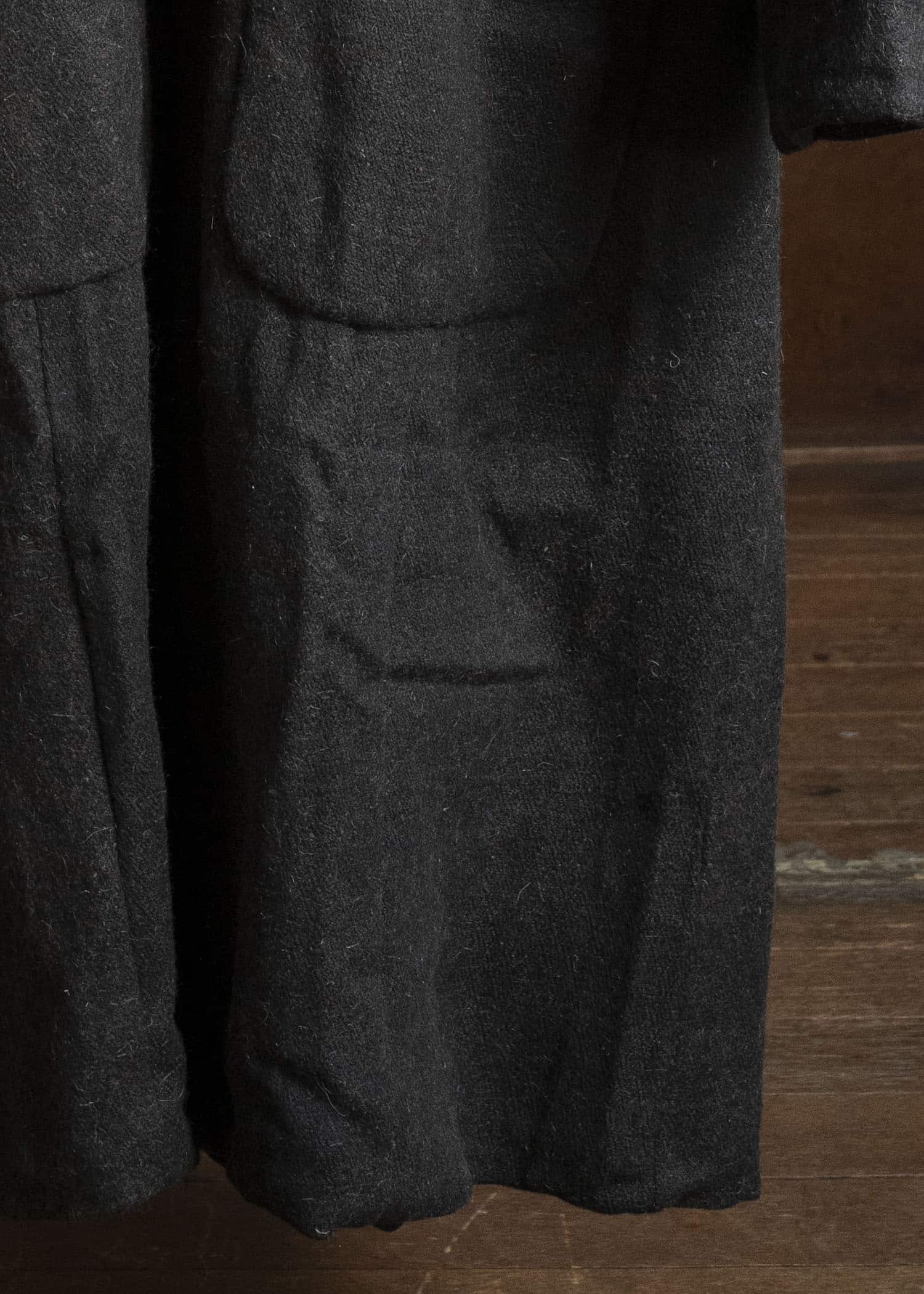 Gathering Textiles Farmer Coat Handwoven , Handfelted Yak And Sheep , Wool , Black Brown FAC01-WL-BB