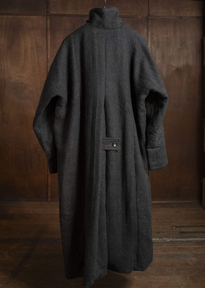 Gathering Textiles Farmer Coat Handwoven, Handfelted Yak And Sheep, Wool, Black Brown FAC01-WL-BB