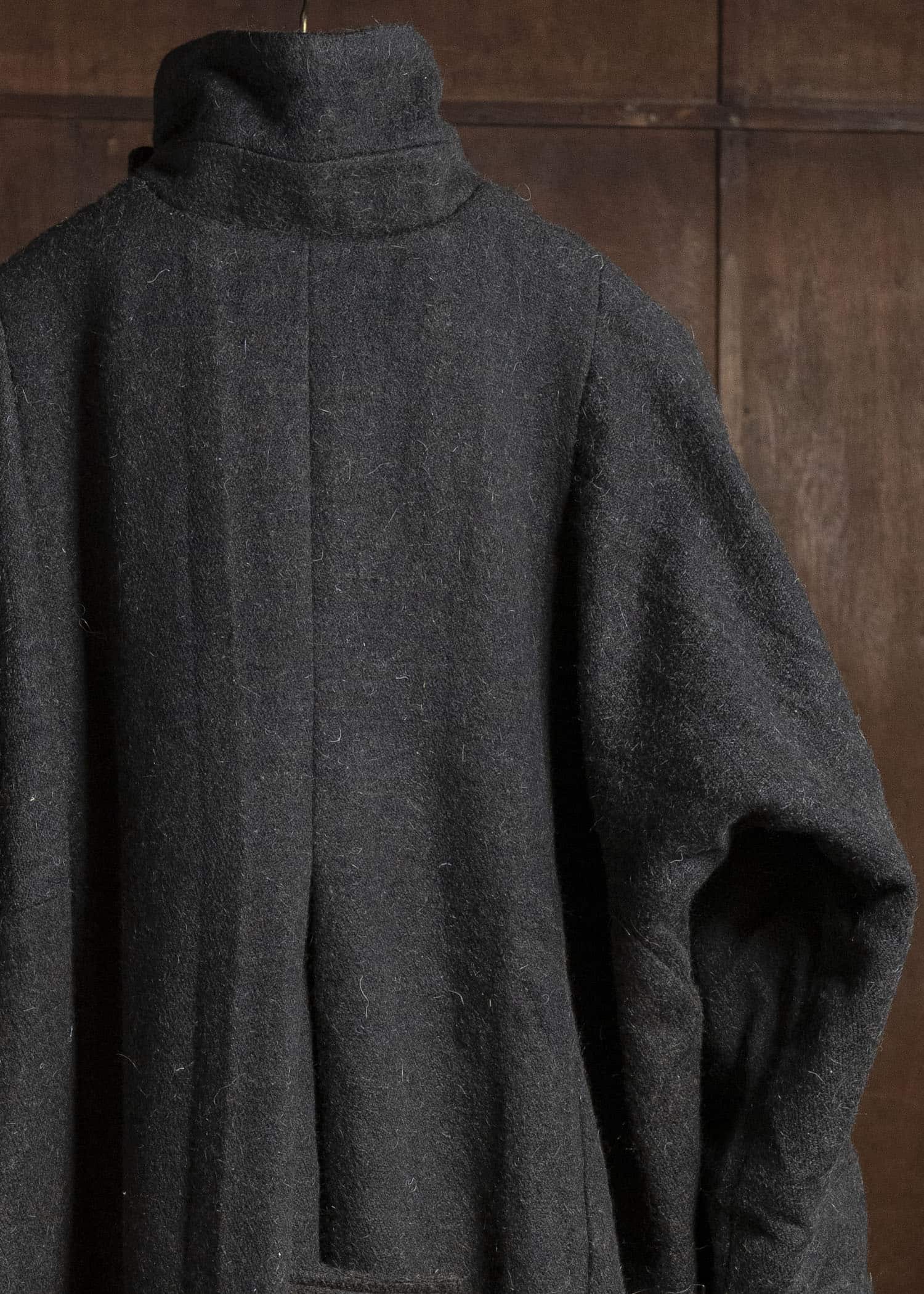 Gathering Textiles Farmer Coat Handwoven , Handfelted Yak And Sheep , Wool , Black Brown FAC01-WL-BB