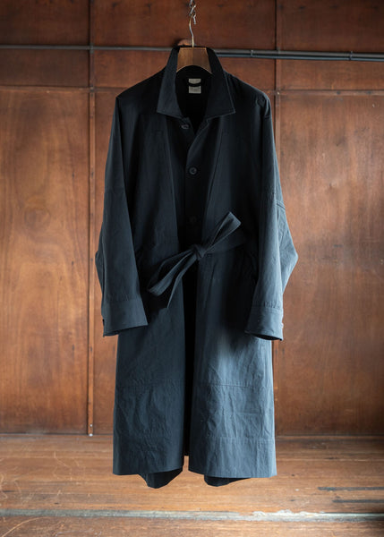 JAN-JAN VAN ESSCHE COAT#29LONG, LOOSE FIT COAT COARSE DENSE TWILL BLACK