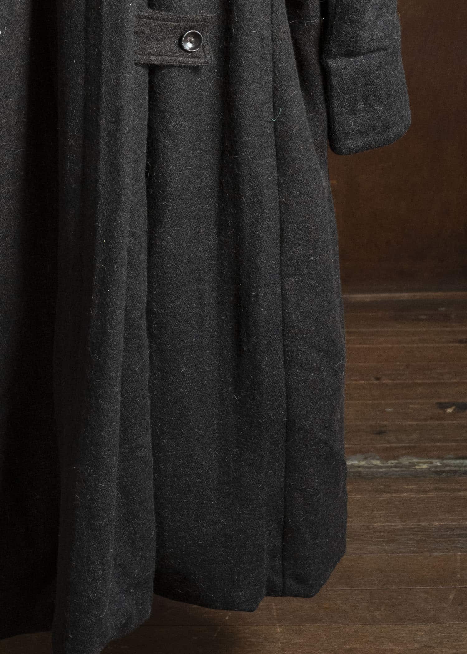 Gathering Textiles Farmer Coat Handwoven , Handfelted Yak And Sheep , Wool , Black Brown FAC01-WL-BB