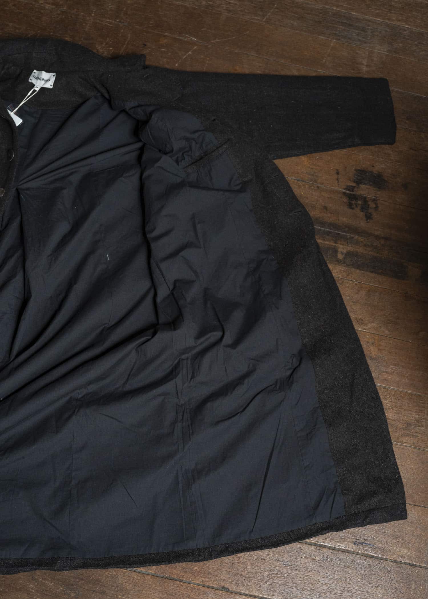 Gathering Textiles Farmer Coat Handwoven , Handfelted Yak And Sheep , Wool , Black Brown FAC01-WL-BB