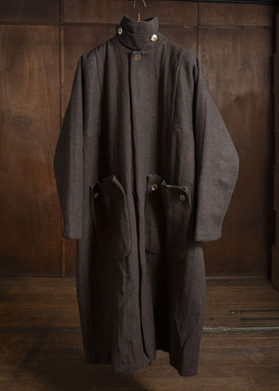 Gathering Textiles Farmer Coat Handwoven, Handfelted Yak And Sheep, Wool, Brown FAC01-WL-BR