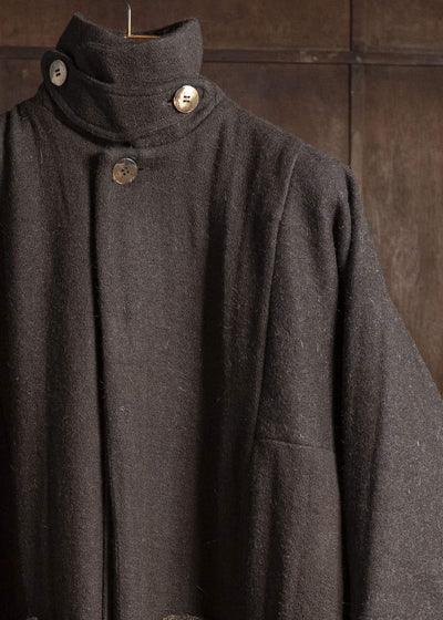 Gathering Textiles Farmer Coat Handwoven, Handfelted Yak And Sheep, Wool, Brown FAC01-WL-BR