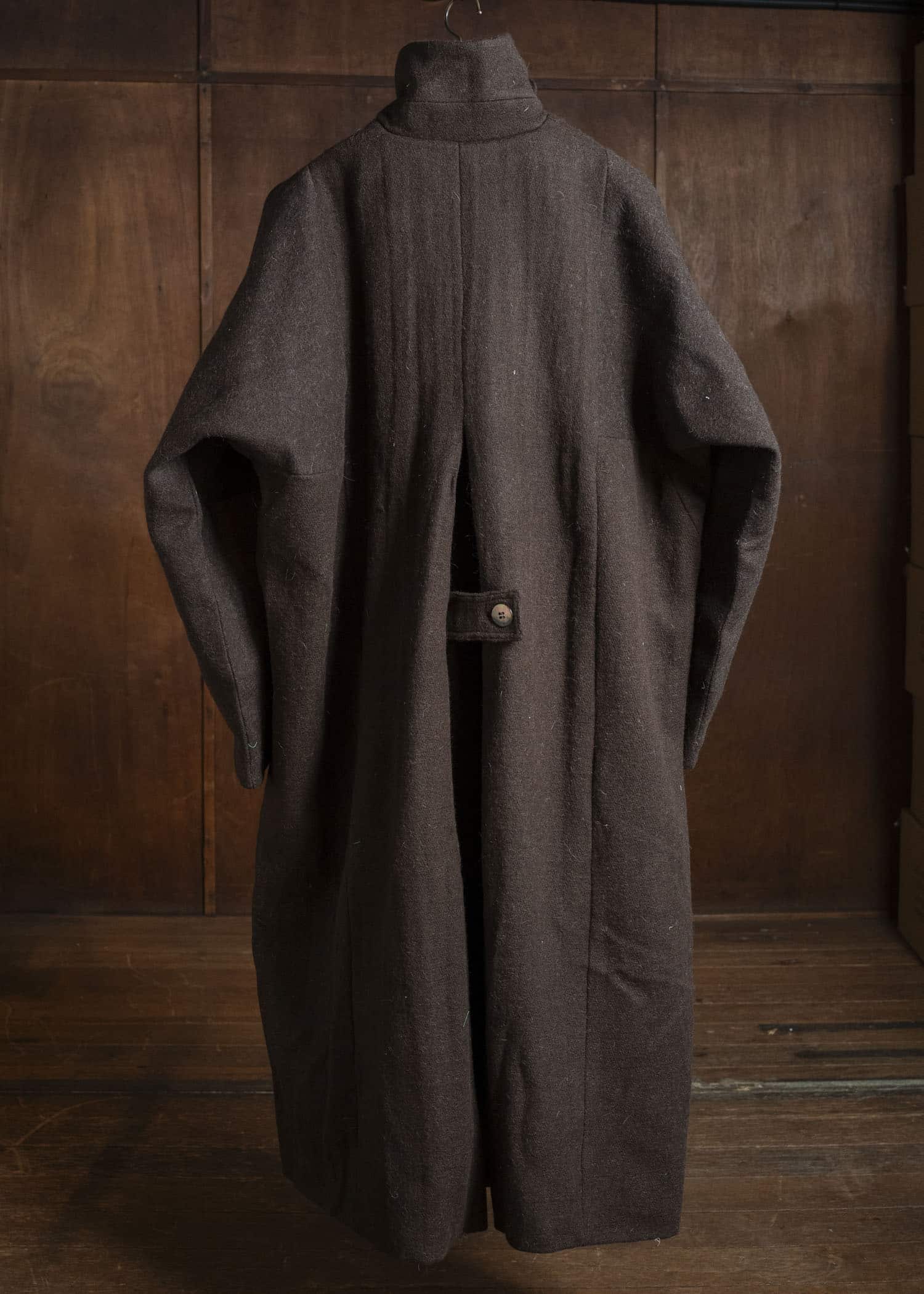 Gathering Textiles Farmer Coat Handwoven , Handfelted Yak And Sheep , Wool , Brown FAC01-WL-BR